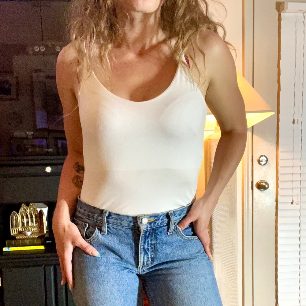 White Spaghetti Strap Bodysuit